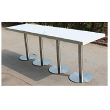 White Height Extra Long Bar Table with Stainless Steel Base